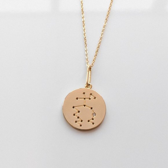THATCH Pendant Constellation Charm GOLD Necklace AQUARIUS January Anthropologie - Picture 1 of 6
